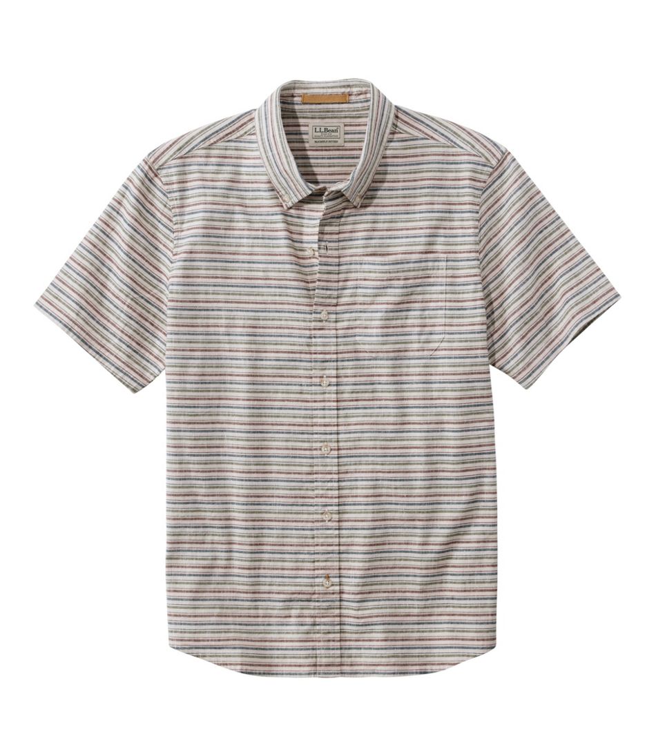 Men's Stonecoast Hemp Shirt, Short-Sleeve, Slightly Fitted Untucked Fit, Stripe | L.L.Bean US