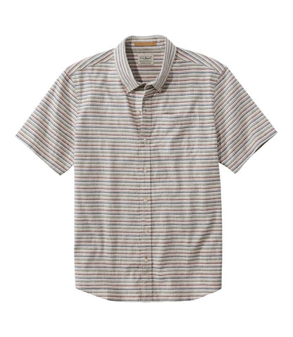 Men's Stonecoast Hemp Shirt, Short-Sleeve, Slightly Fitted Untucked Fit, Stripe | L.L.Bean US