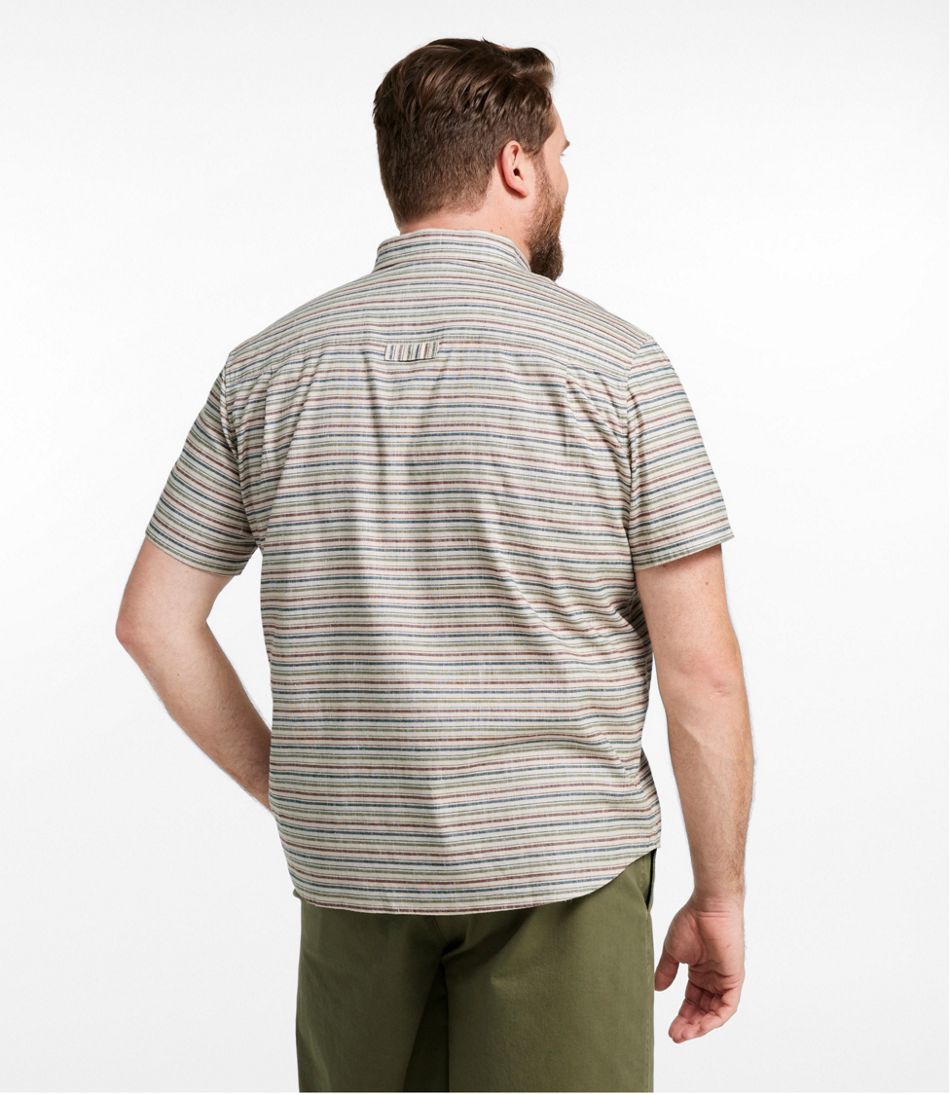 Men's Stonecoast Hemp Shirt, Short-Sleeve, Slightly Fitted Untucked Fit, Stripe | L.L.Bean US