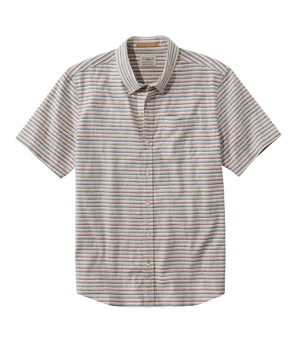 Men's Stonecoast Hemp Shirt, Short-Sleeve, Slightly Fitted Untucked Fit, Stripe | L.L.Bean US