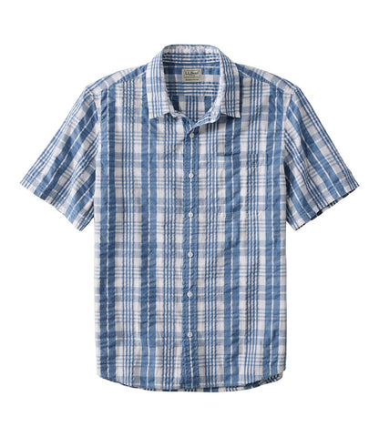 Men's Organic Cotton Seersucker Shirt, Short-Sleeve, Slightly Fitted, Plaid | L.L.Bean on sale