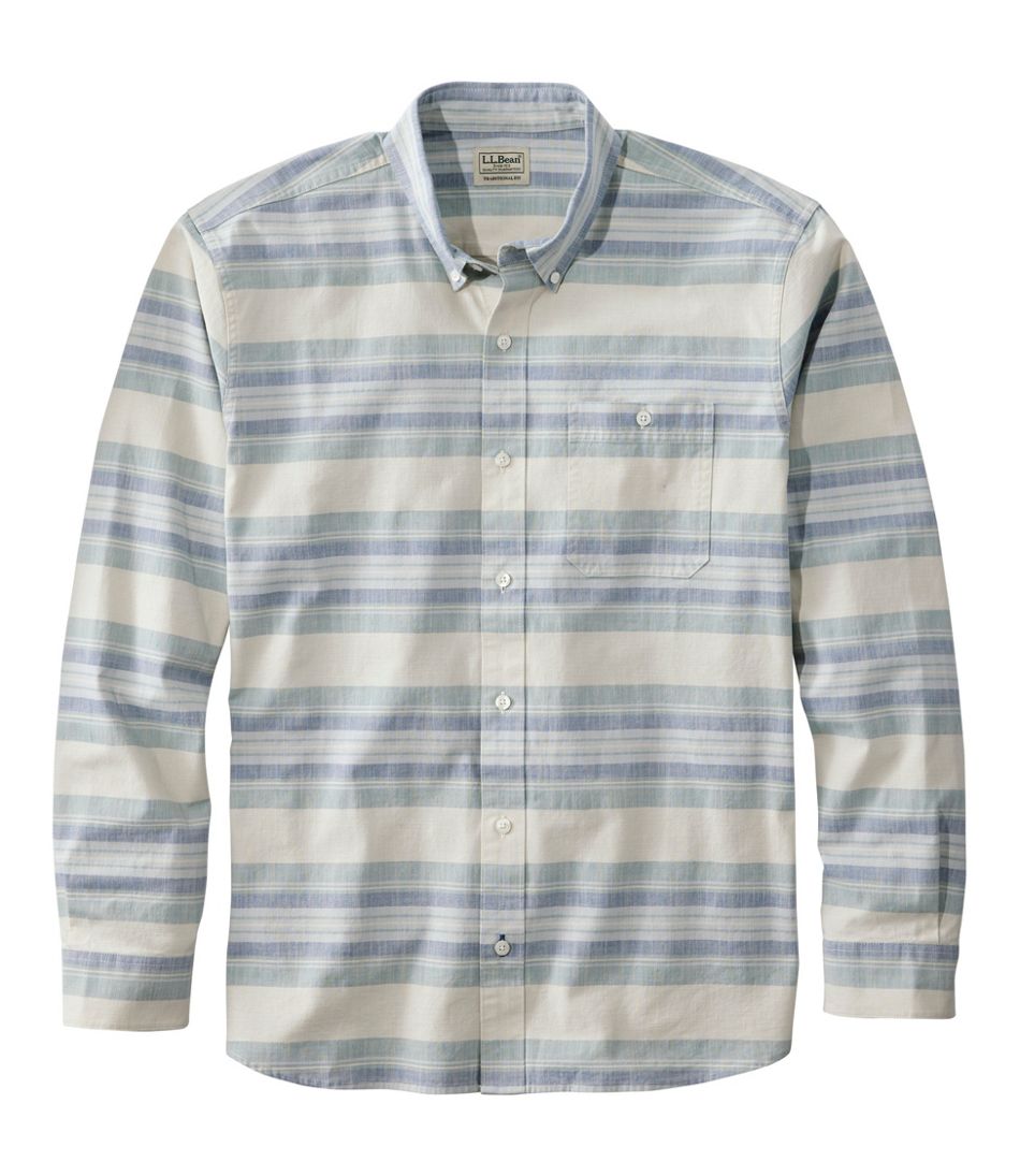 Men's Comfort Stretch Chambray Shirt, Traditional Untucked Fit, Long-Sleeve, Stripe | L.L.Bean online