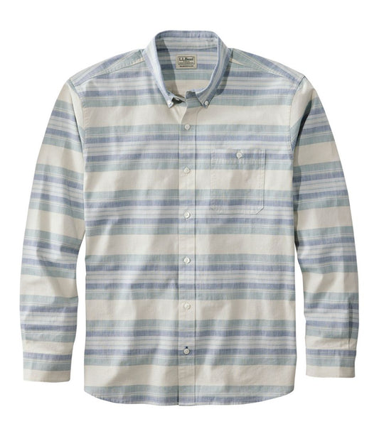Men's Comfort Stretch Chambray Shirt, Traditional Untucked Fit, Long-Sleeve, Stripe | L.L.Bean online