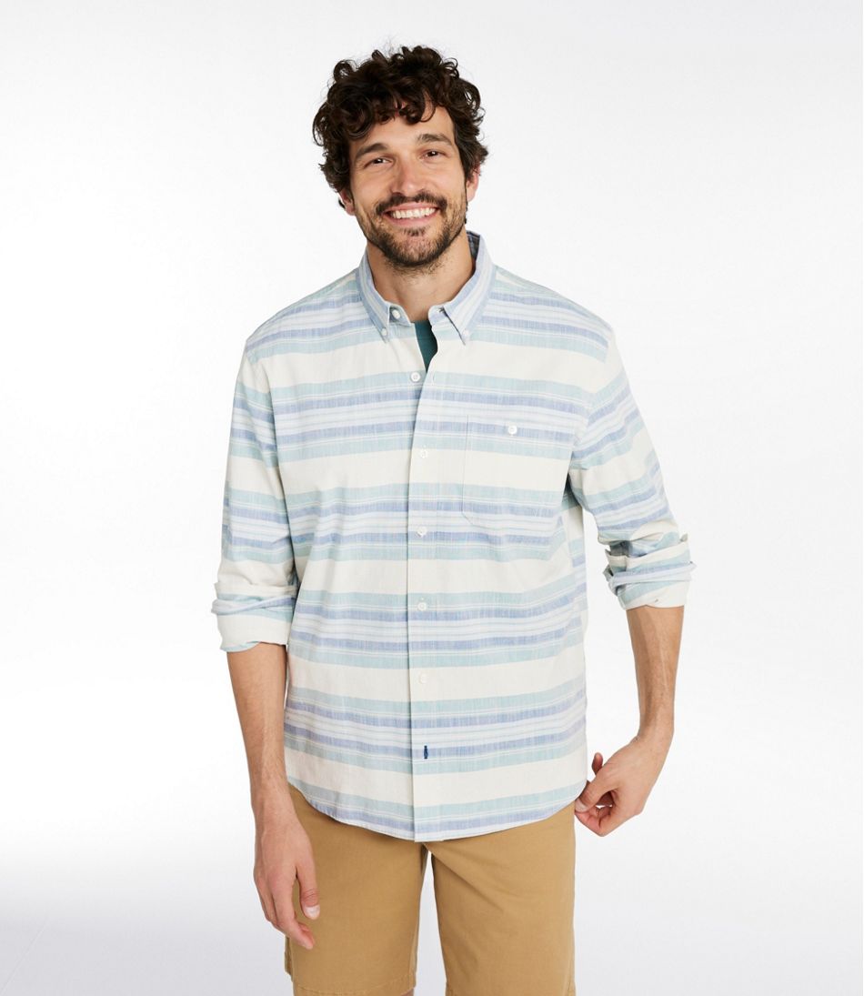 Men's Comfort Stretch Chambray Shirt, Traditional Untucked Fit, Long-Sleeve, Stripe | L.L.Bean online