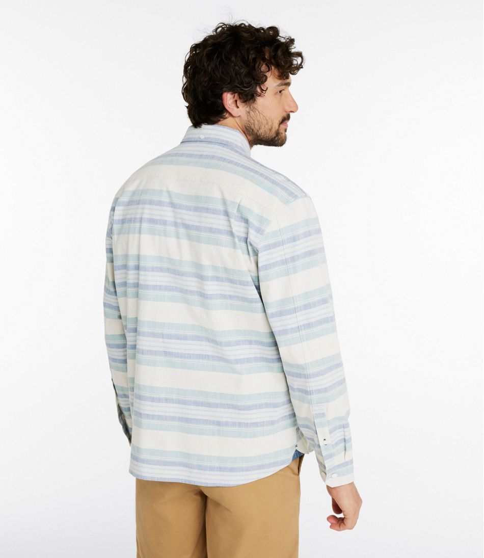 Men's Comfort Stretch Chambray Shirt, Traditional Untucked Fit, Long-Sleeve, Stripe | L.L.Bean online