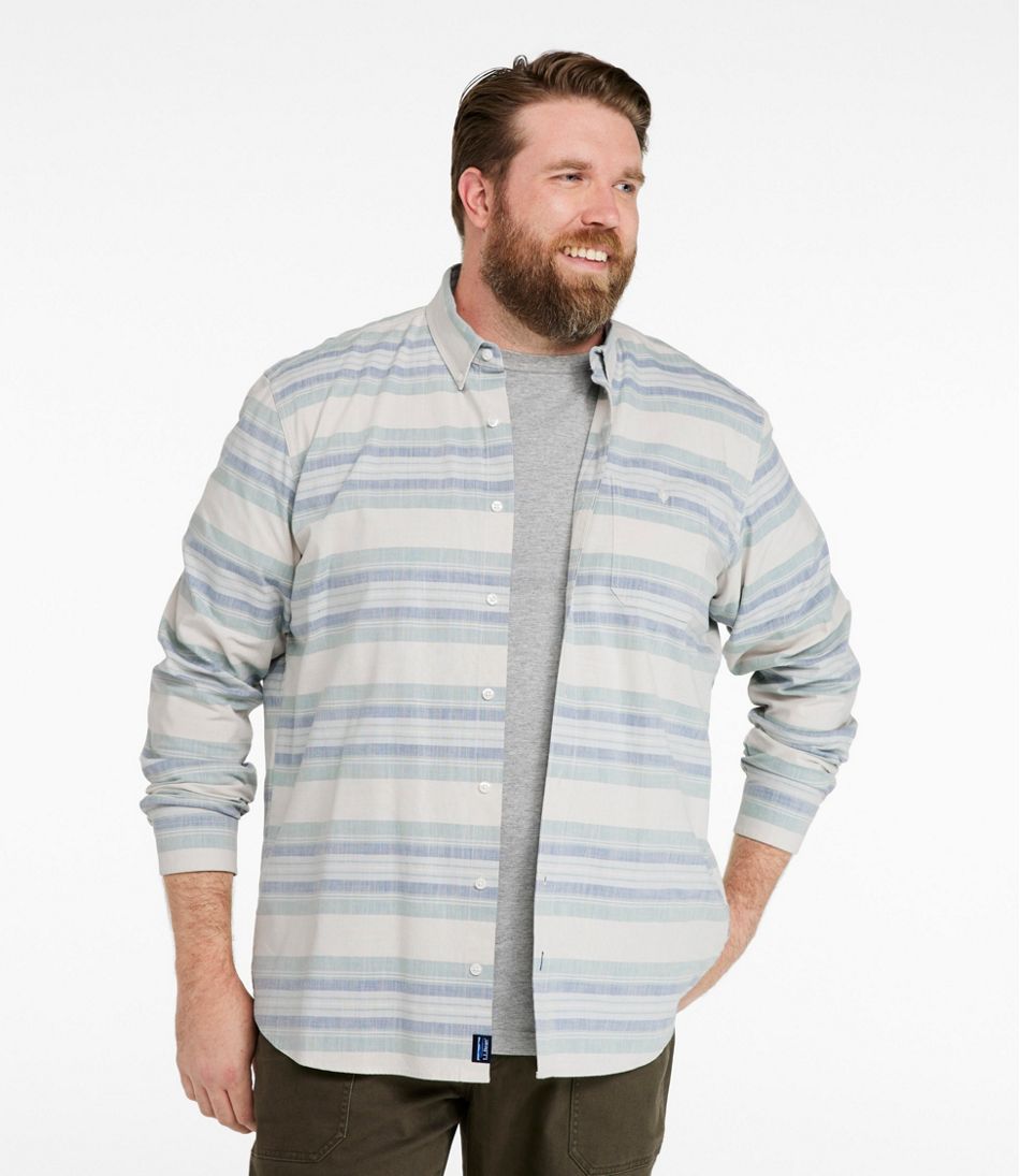 Men's Comfort Stretch Chambray Shirt, Traditional Untucked Fit, Long-Sleeve, Stripe | L.L.Bean online