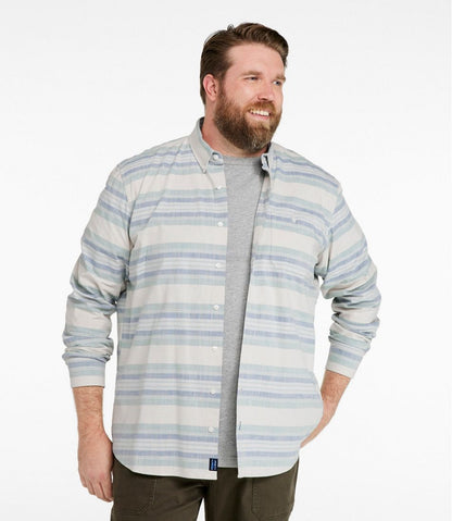 Men's Comfort Stretch Chambray Shirt, Traditional Untucked Fit, Long-Sleeve, Stripe | L.L.Bean online