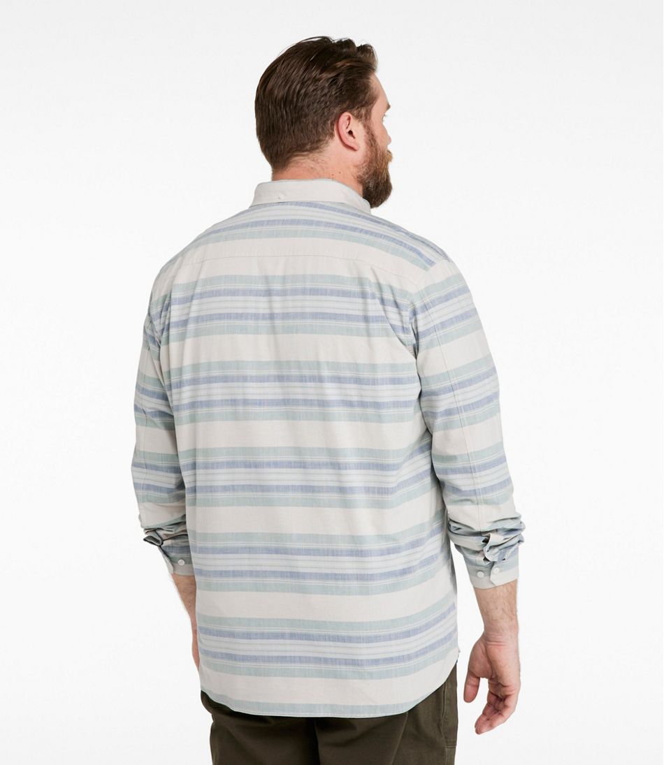 Men's Comfort Stretch Chambray Shirt, Traditional Untucked Fit, Long-Sleeve, Stripe | L.L.Bean online