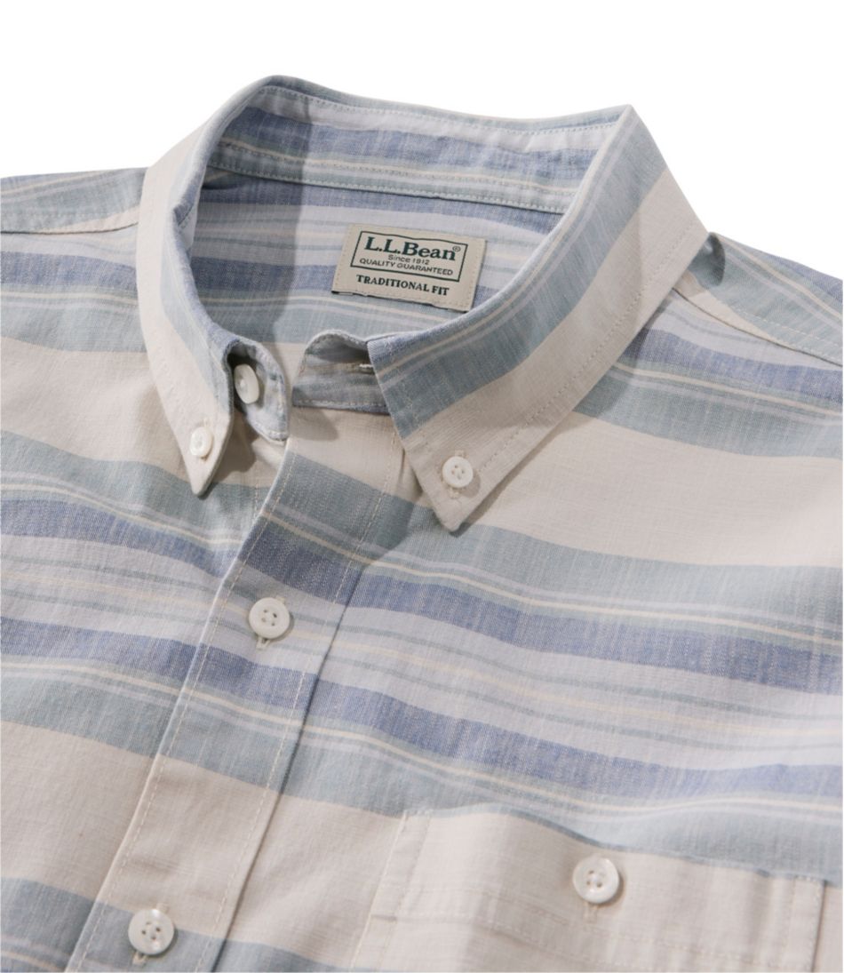 Men's Comfort Stretch Chambray Shirt, Traditional Untucked Fit, Long-Sleeve, Stripe | L.L.Bean online
