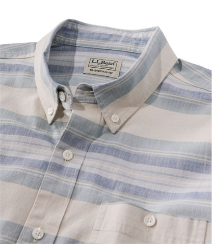 Men's Comfort Stretch Chambray Shirt, Traditional Untucked Fit, Long-Sleeve, Stripe | L.L.Bean online