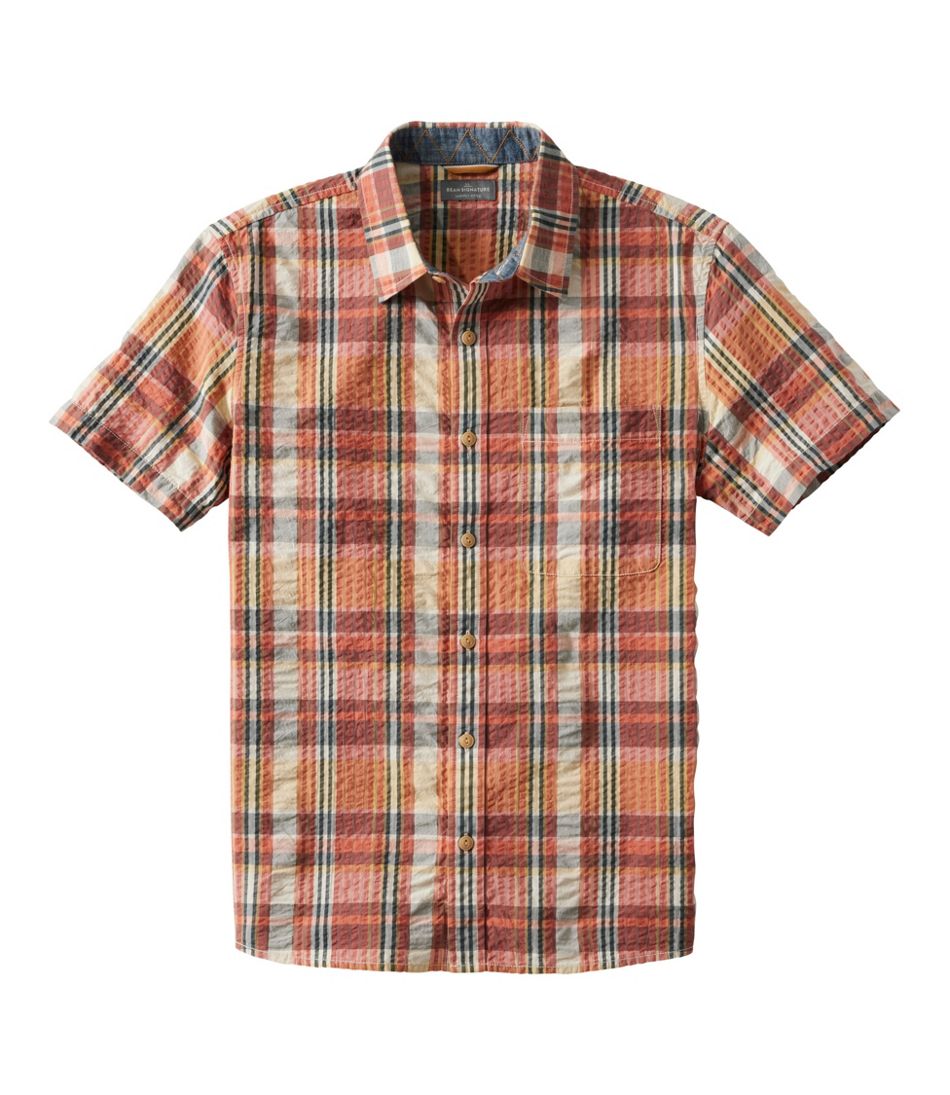 Men's Signature Seersucker Madras Shirt, Slightly Fitted, Short-Sleeve | L.L.Bean US