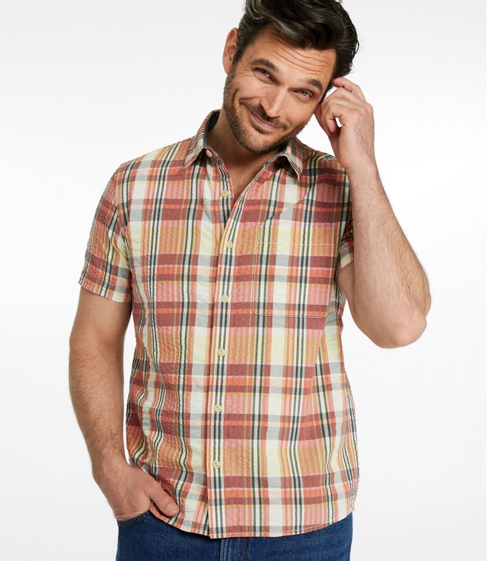 Men's Signature Seersucker Madras Shirt, Slightly Fitted, Short-Sleeve | L.L.Bean US