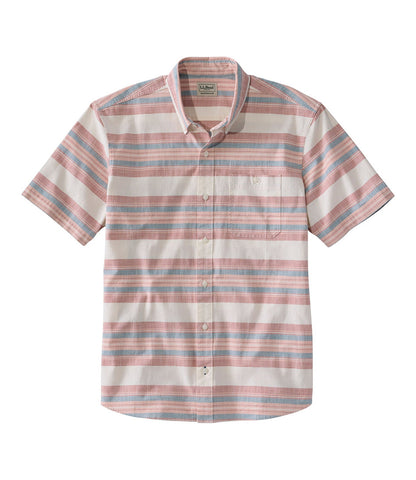 Men's Comfort Stretch Chambray Shirt, Traditional Untucked Fit, Short-Sleeve, Stripe | L.L.Bean on sale