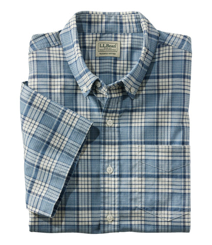 Men's Comfort Stretch® Oxford, Slightly Fitted Untucked Fit, Short-Sleeve, Plaid | L.L.Bean for sale