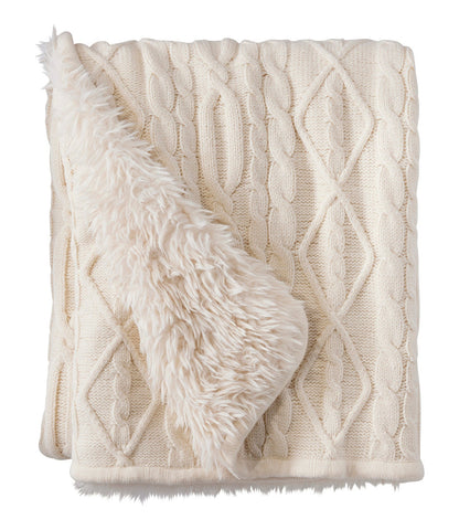 1912 Heritage Knit Faux Fur Throw, Cable | L.L.Bean sale