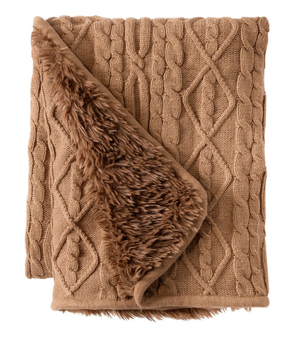 1912 Heritage Knit Faux Fur Throw, Cable | L.L.Bean sale