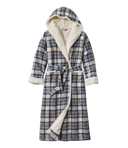 Women's Scotch Plaid Flannel Robe, Sherpa-Lined Long | L.L.Bean sale