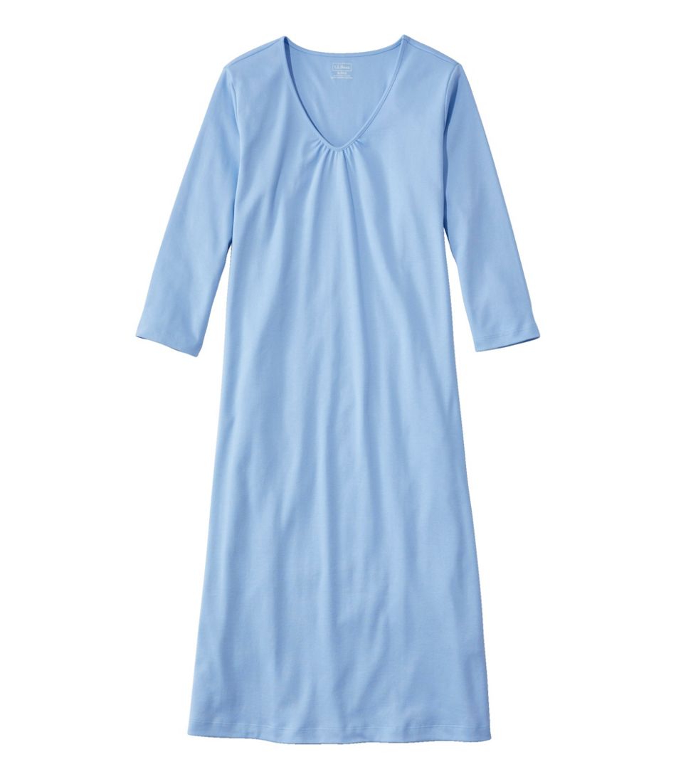 Women's Supima Cotton Nightgown, V-Neck Three-Quarter-Sleeve | L.L.Bean US