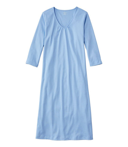 Women's Supima Cotton Nightgown, V-Neck Three-Quarter-Sleeve | L.L.Bean US