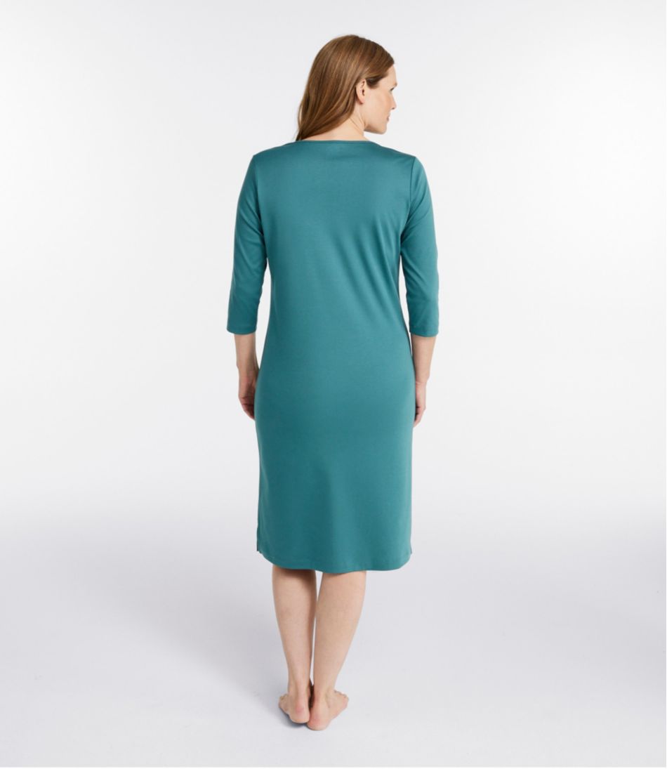 Women's Supima Cotton Nightgown, V-Neck Three-Quarter-Sleeve | L.L.Bean US