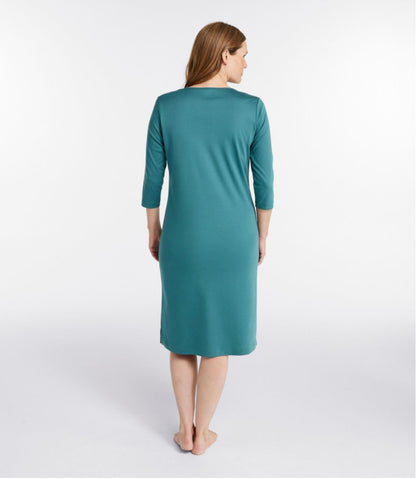 Women's Supima Cotton Nightgown, V-Neck Three-Quarter-Sleeve | L.L.Bean US