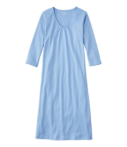 Women's Supima Cotton Nightgown, V-Neck Three-Quarter-Sleeve | L.L.Bean US