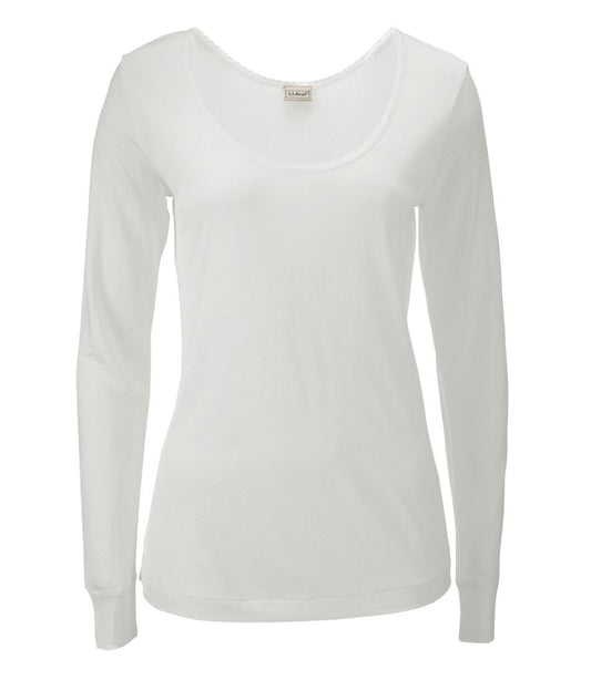 Women's Silk Pointelle, Long-Sleeve Scoopneck | L.L.Bean sale