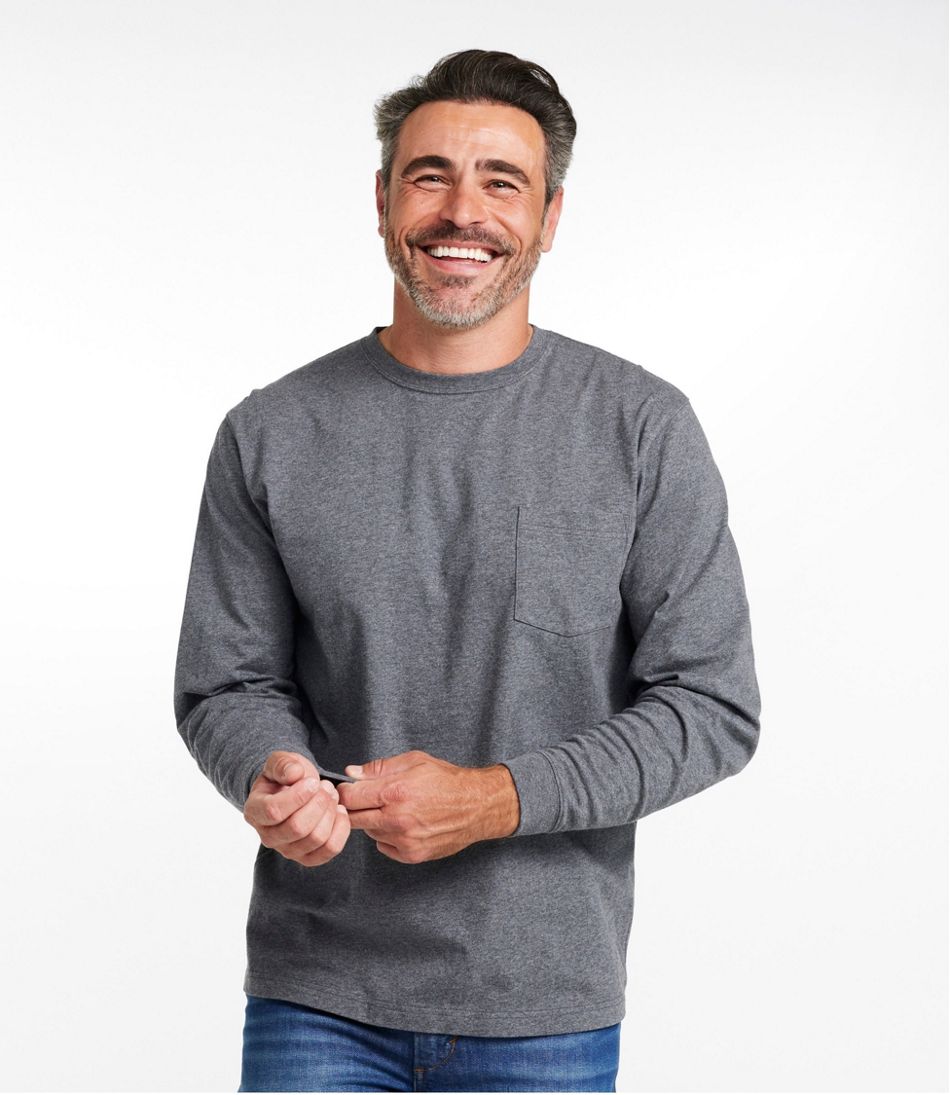 Men's Carefree Unshrinkable Tee with Pocket, Traditional Fit, Long-Sleeve | L.L.Bean US