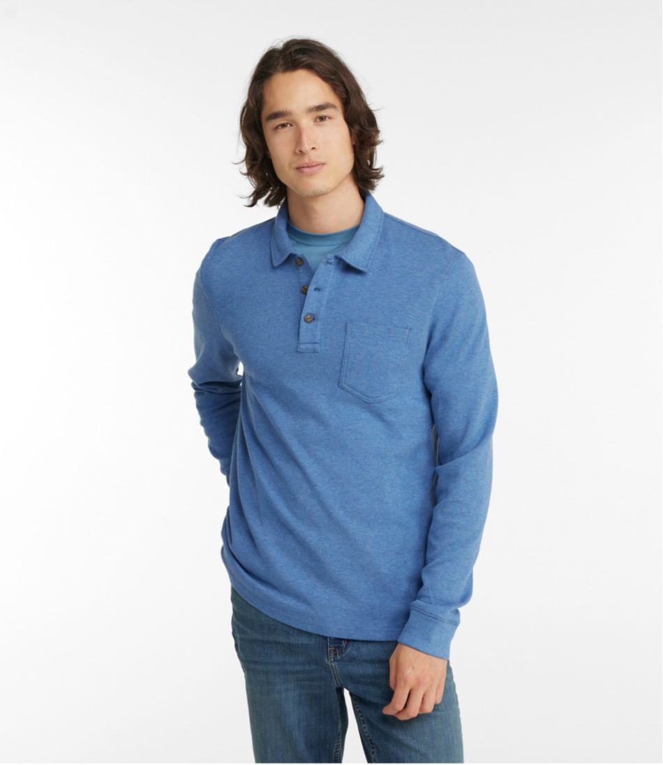 Men's Washed Cotton Double-Knit Polo, Long-Sleeve | L.L.Bean online