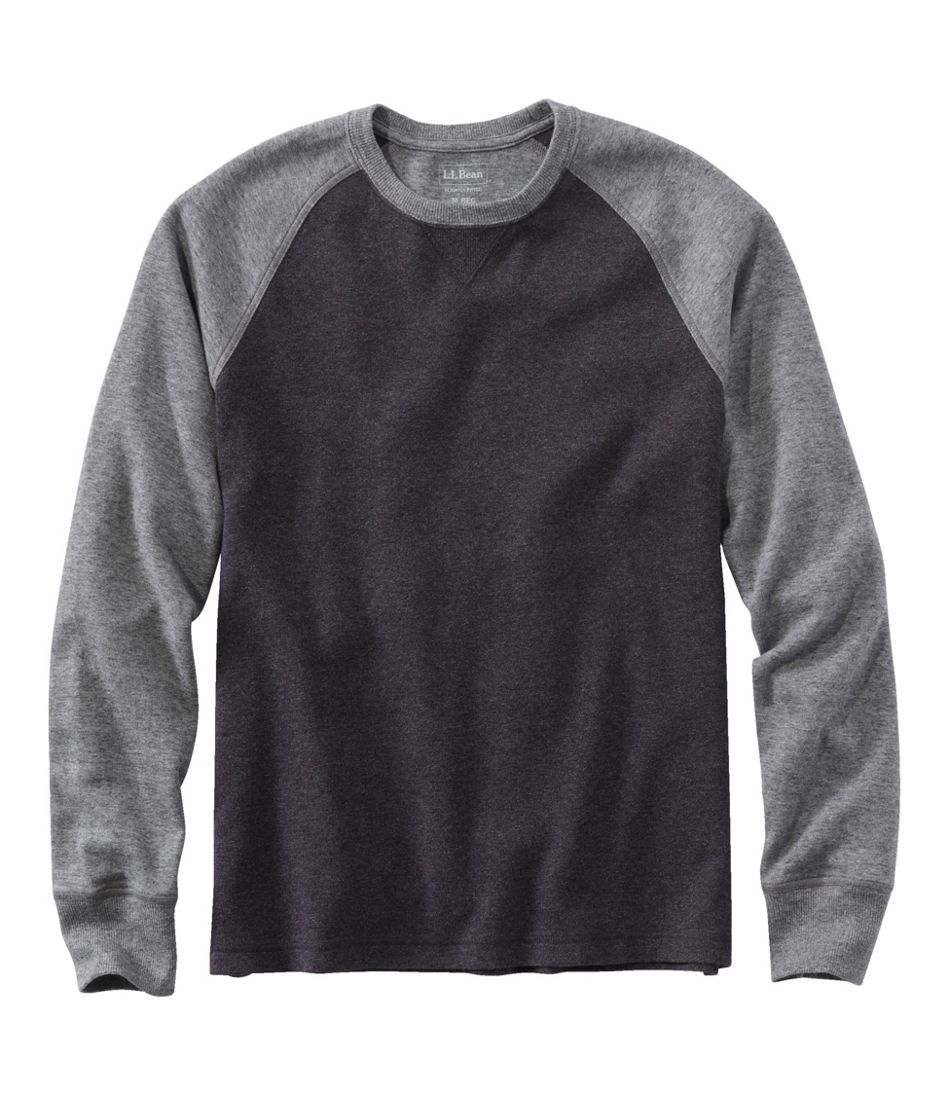 Men's Washed Cotton Double-Knit Crewneck, Slightly Fitted Long-Sleeve Colorblock | L.L.Bean discount