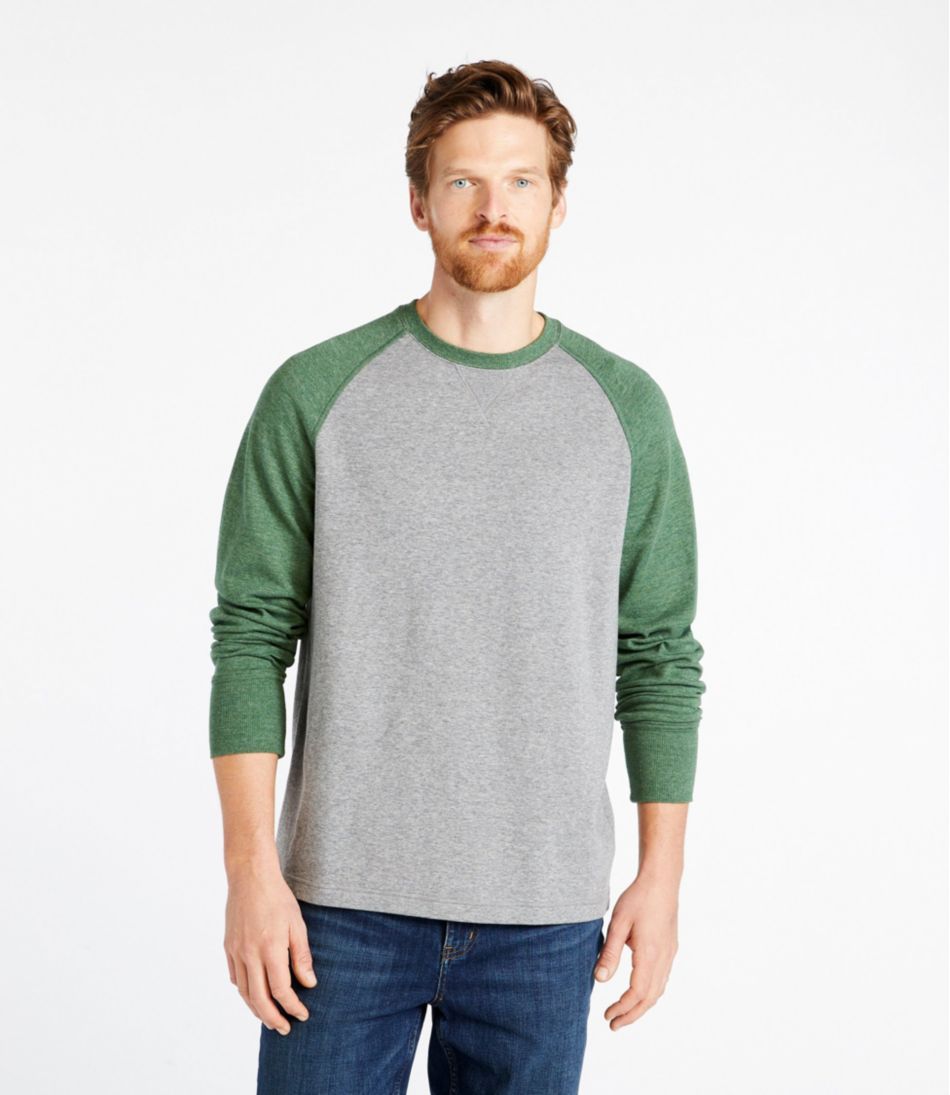 Men's Washed Cotton Double-Knit Crewneck, Slightly Fitted Long-Sleeve Colorblock | L.L.Bean discount