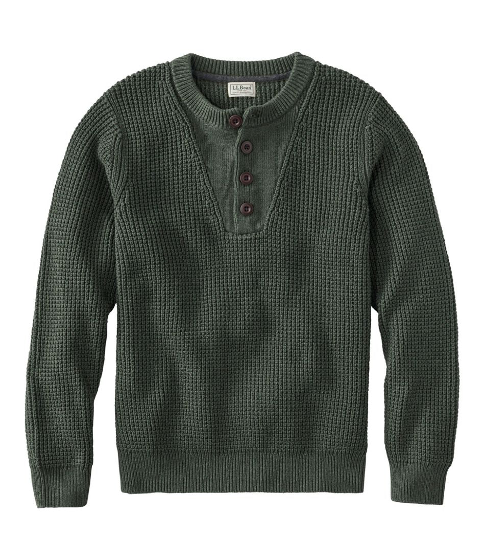 Men's Organic Cotton Waffle Sweater, Henley | L.L.Bean for sale