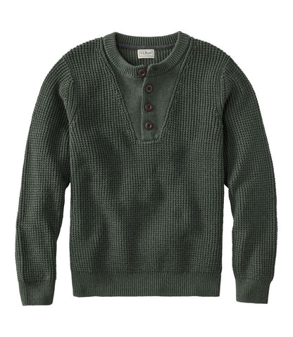Men's Organic Cotton Waffle Sweater, Henley | L.L.Bean for sale