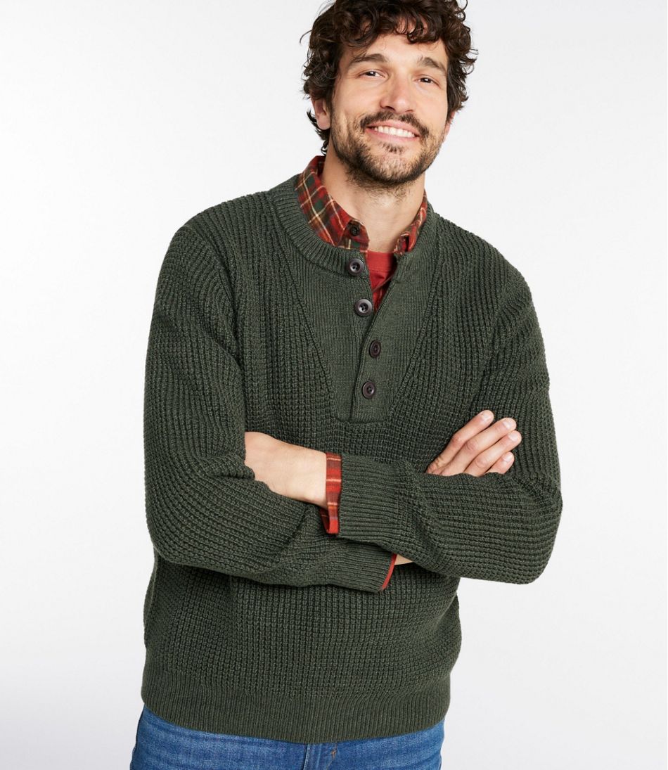 Men's Organic Cotton Waffle Sweater, Henley | L.L.Bean for sale