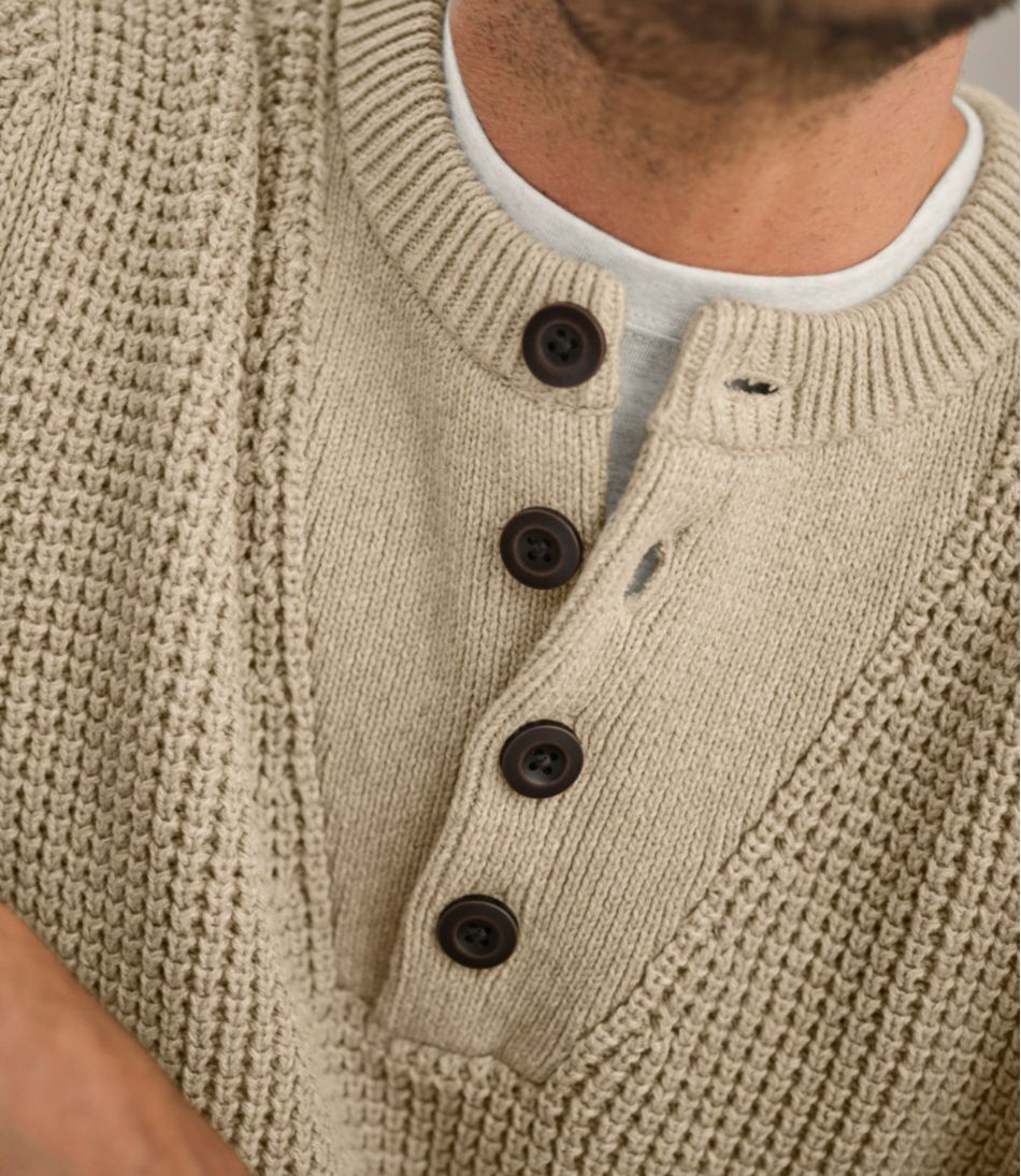 Men's Organic Cotton Waffle Sweater, Henley | L.L.Bean for sale