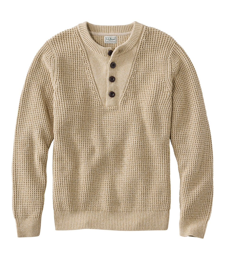Men's Organic Cotton Waffle Sweater, Henley | L.L.Bean for sale
