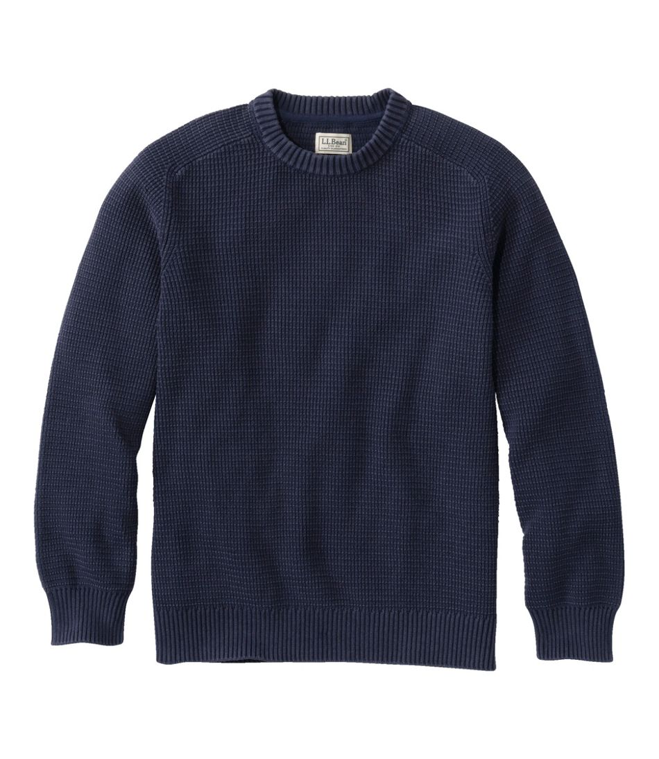Men's Sunwashed Textured Cotton Sweater, Crewneck | L.L.Bean US