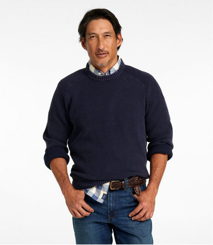 Men's Sunwashed Textured Cotton Sweater, Crewneck | L.L.Bean US
