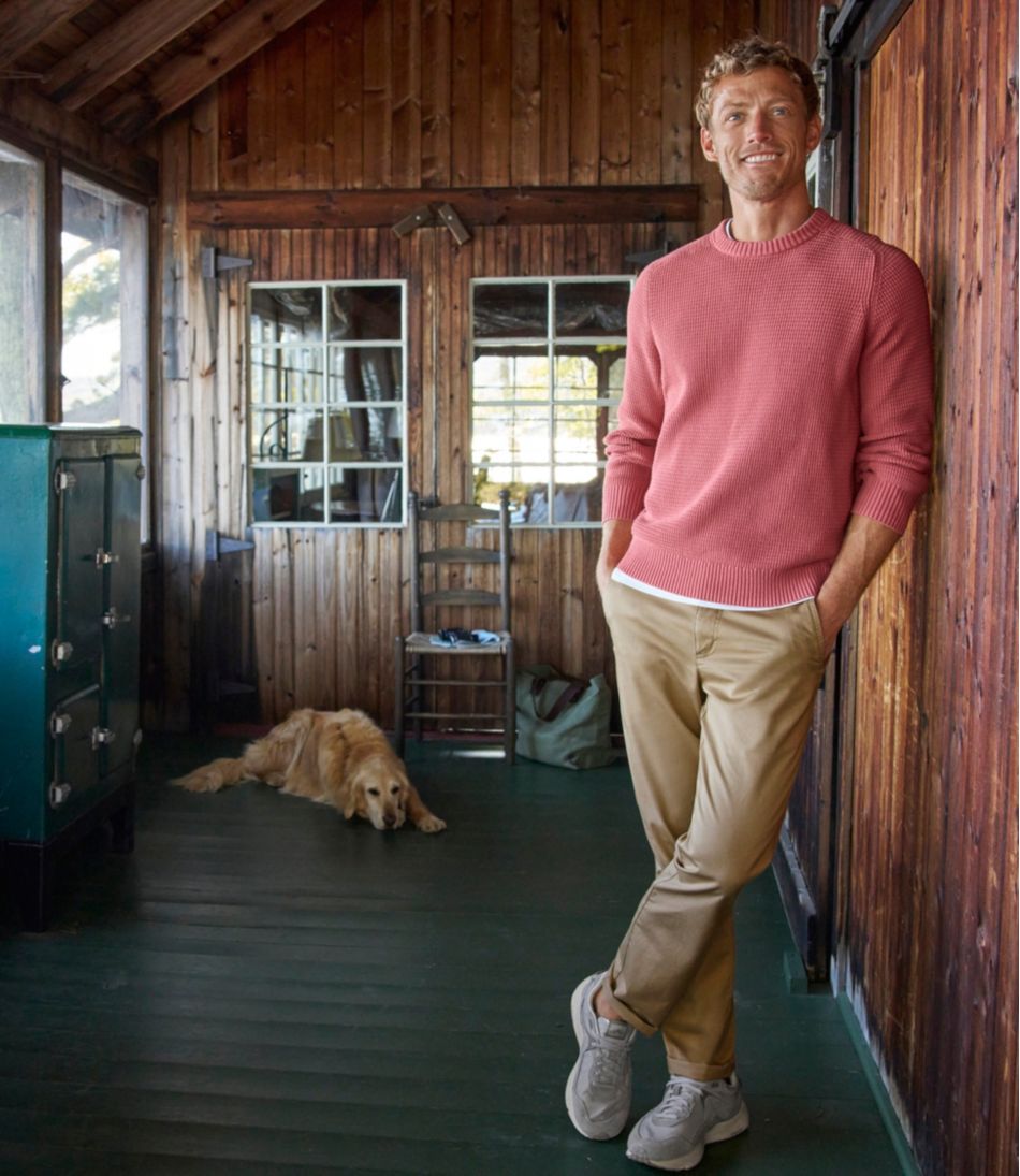 Men's Sunwashed Textured Cotton Sweater, Crewneck | L.L.Bean US