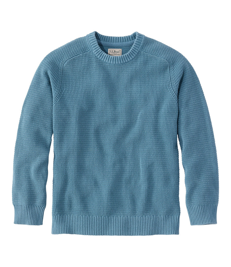 Men's Sunwashed Textured Cotton Sweater, Crewneck | L.L.Bean US