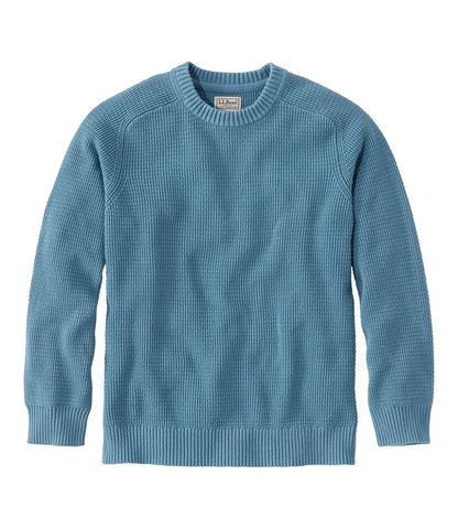 Men's Sunwashed Textured Cotton Sweater, Crewneck | L.L.Bean US