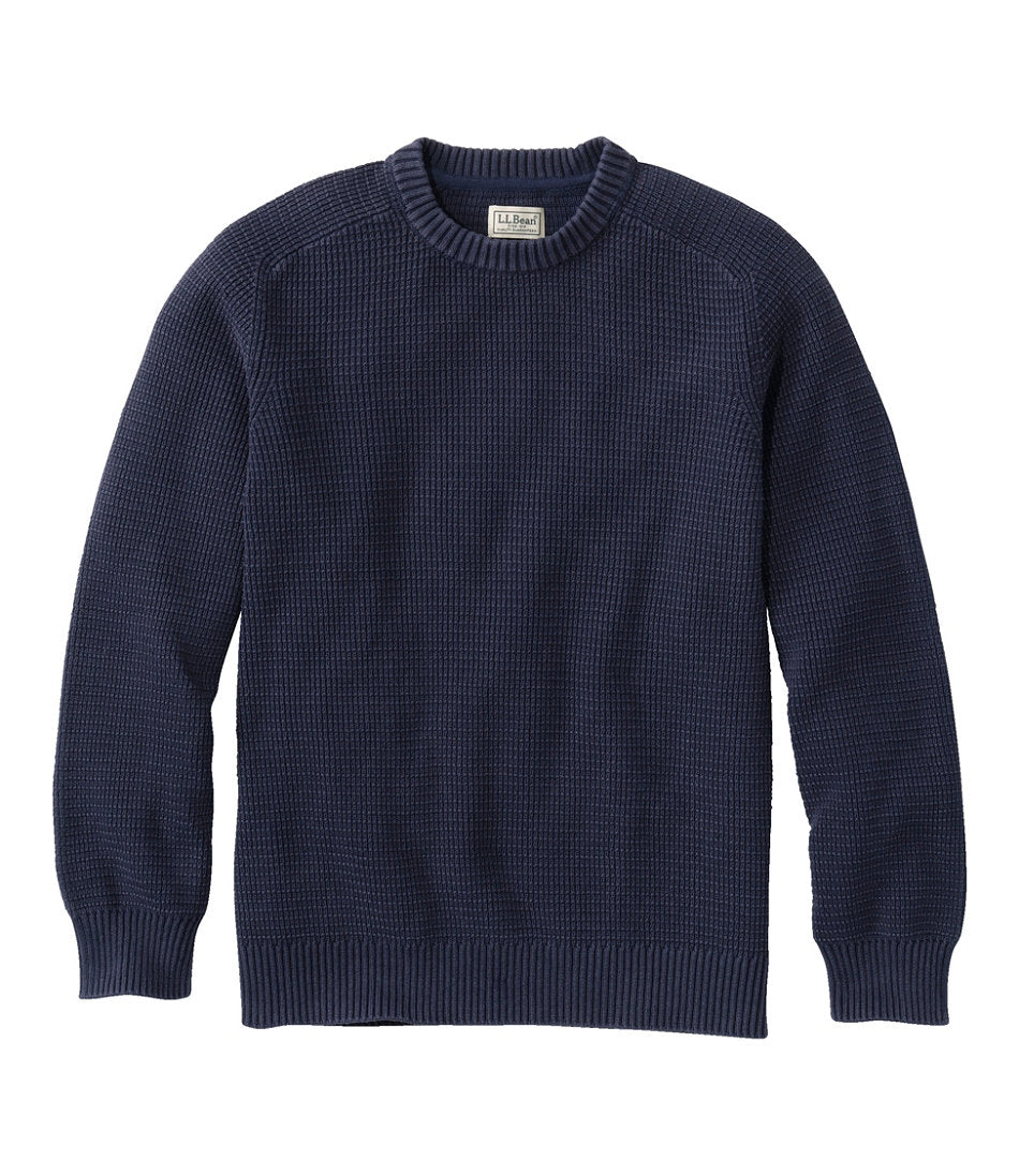 Men's Sunwashed Textured Cotton Sweater, Crewneck | L.L.Bean US