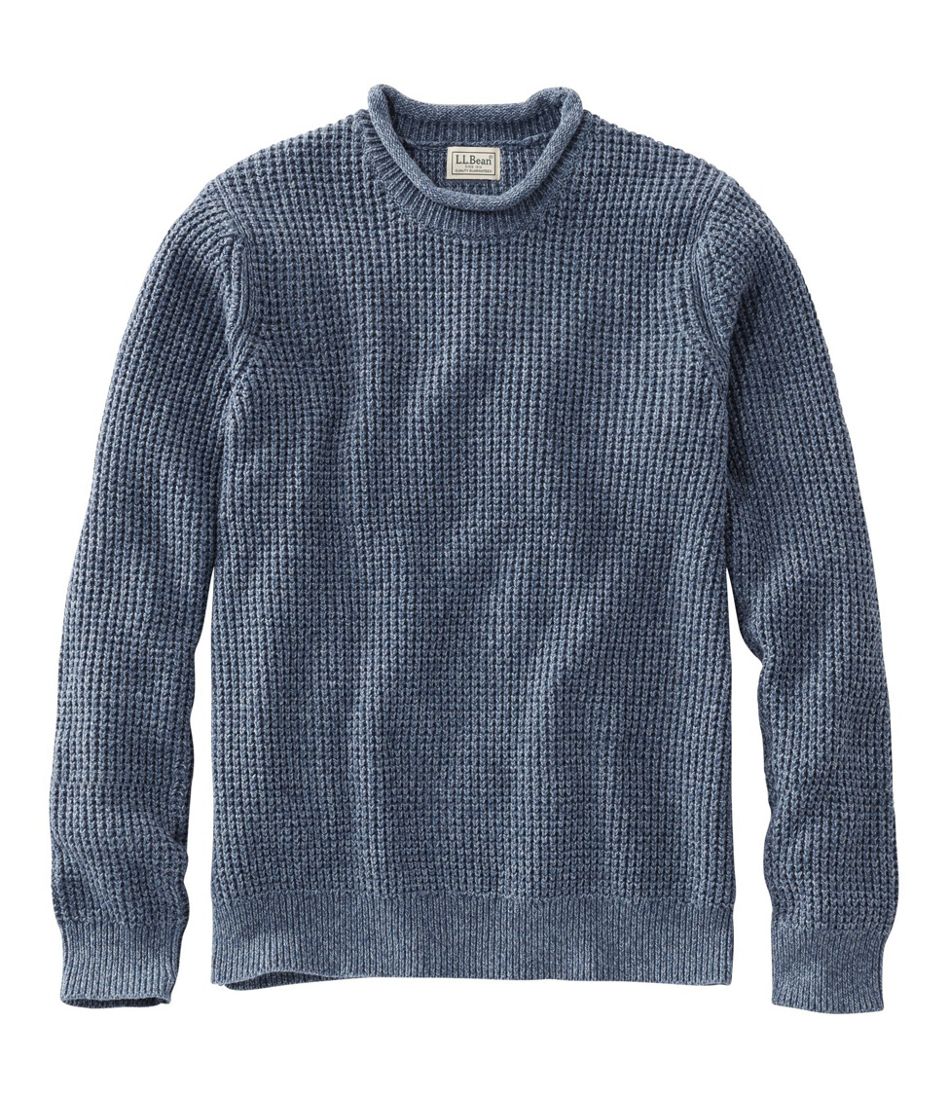Men's Organic Cotton Waffle Sweater, Rollneck Crew | L.L.Bean sale