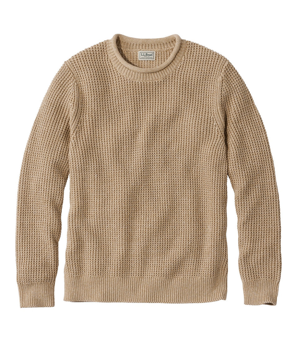 Men's Organic Cotton Waffle Sweater, Rollneck Crew | L.L.Bean sale