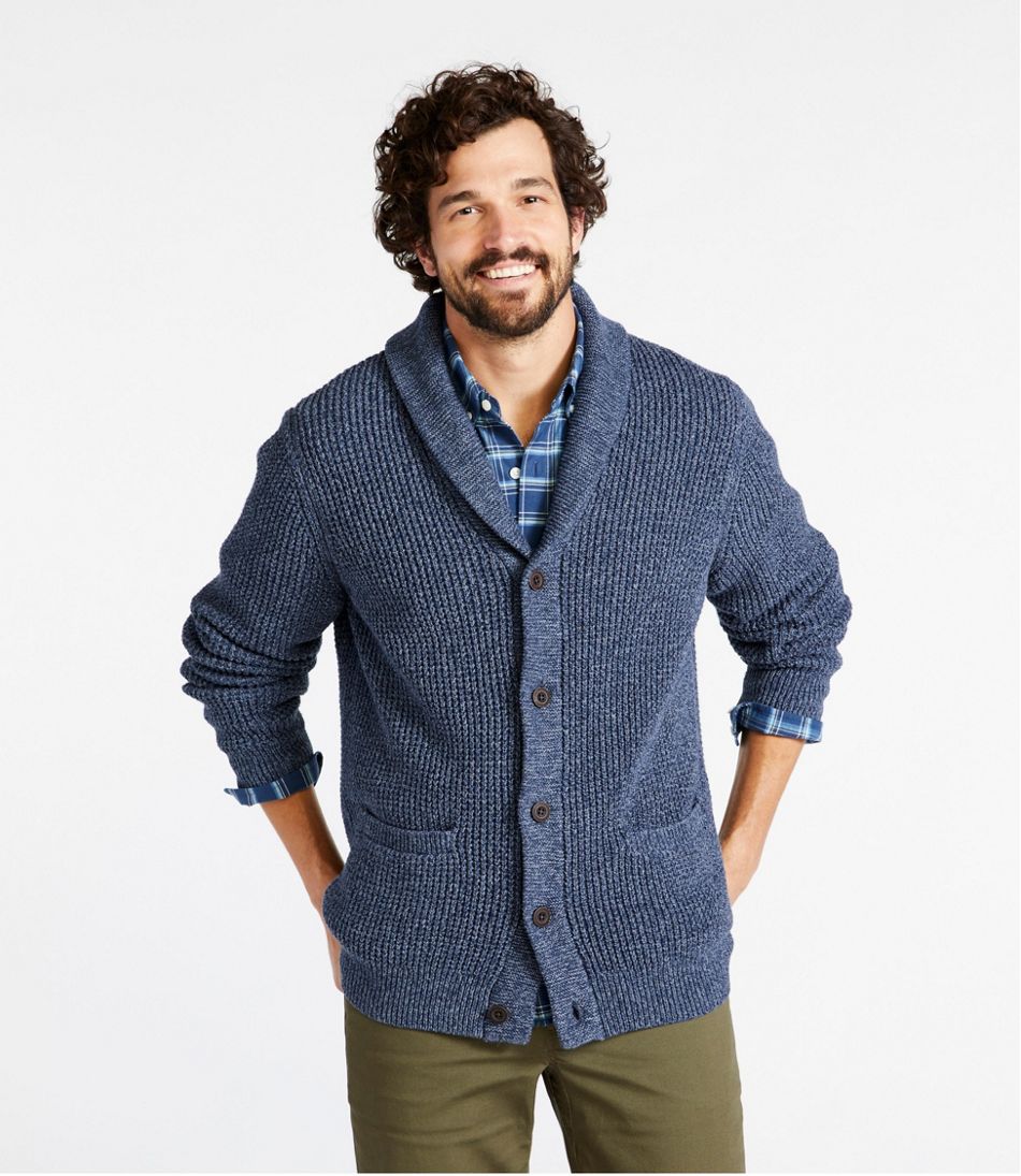 Men's Organic Cotton Waffle Sweater, Cardigan | L.L.Bean online