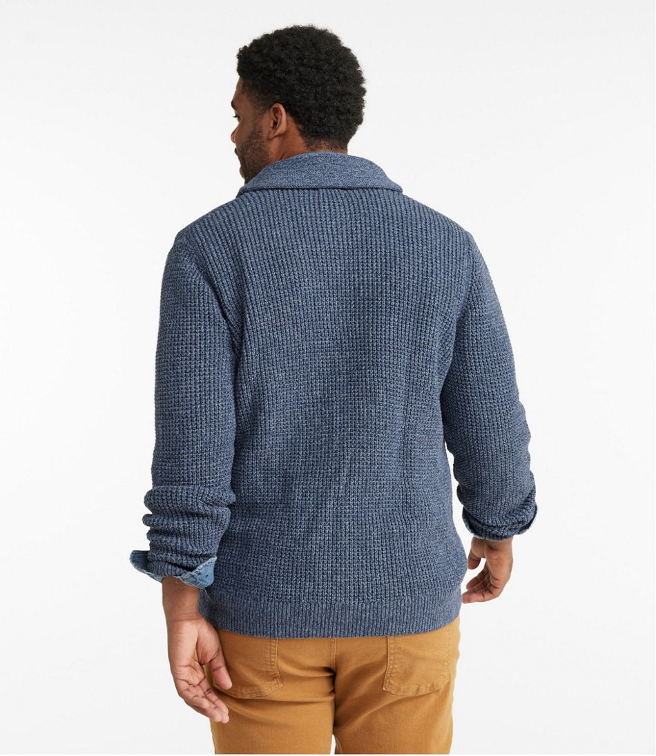 Men's Organic Cotton Waffle Sweater, Cardigan | L.L.Bean online