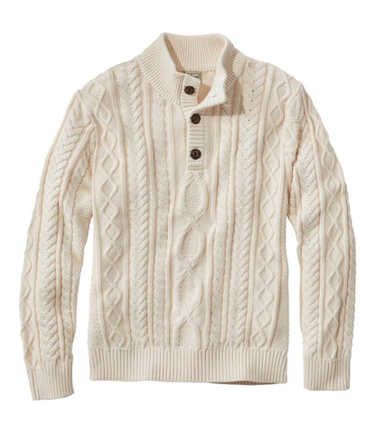 Men's Bean's Heritage Soft Cotton Fisherman Sweater, Button-Mock | L.L.Bean US