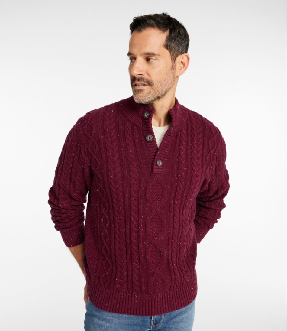 Men's Bean's Heritage Soft Cotton Fisherman Sweater, Button-Mock | L.L.Bean US