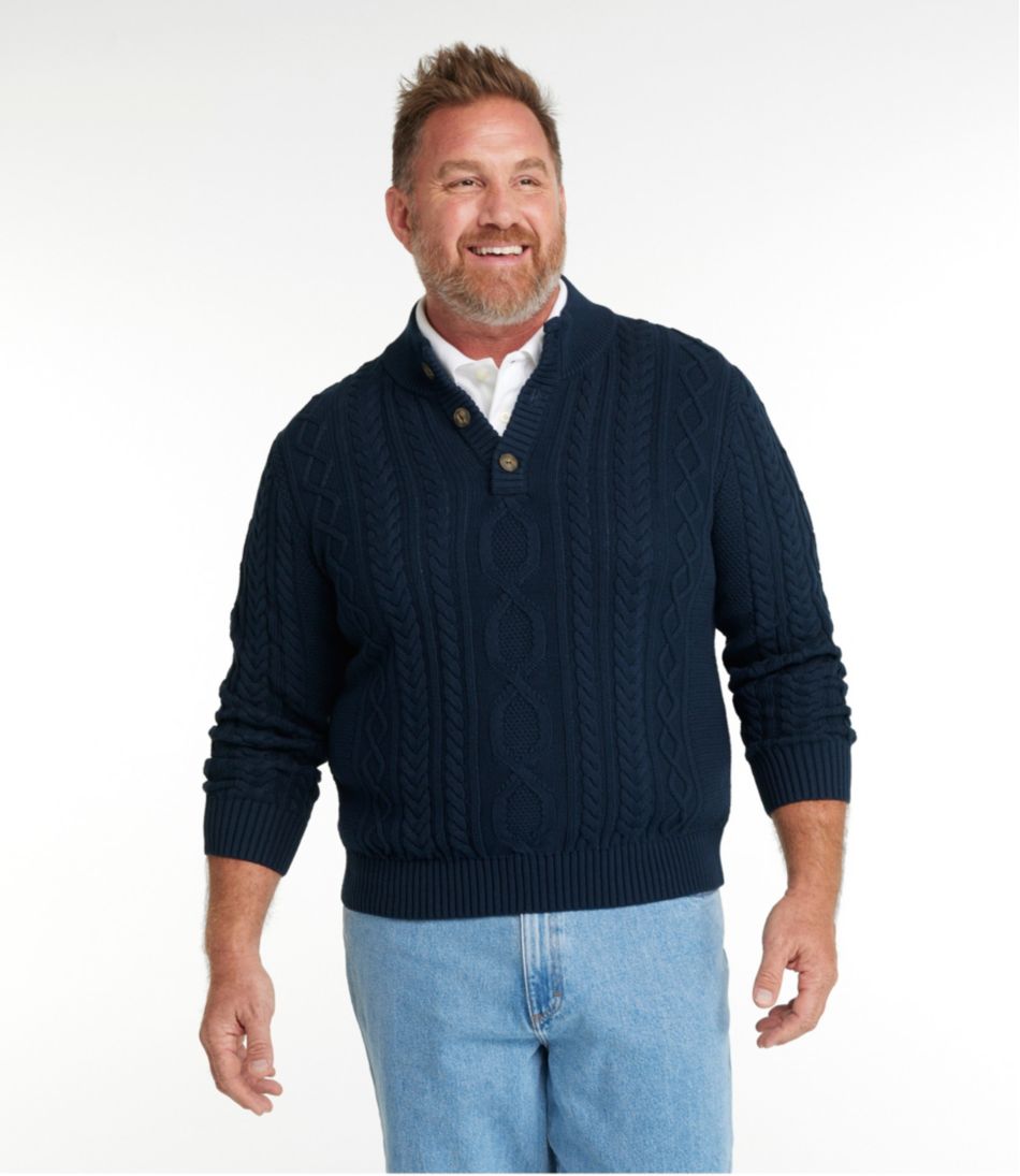 Men's Bean's Heritage Soft Cotton Fisherman Sweater, Button-Mock | L.L.Bean US