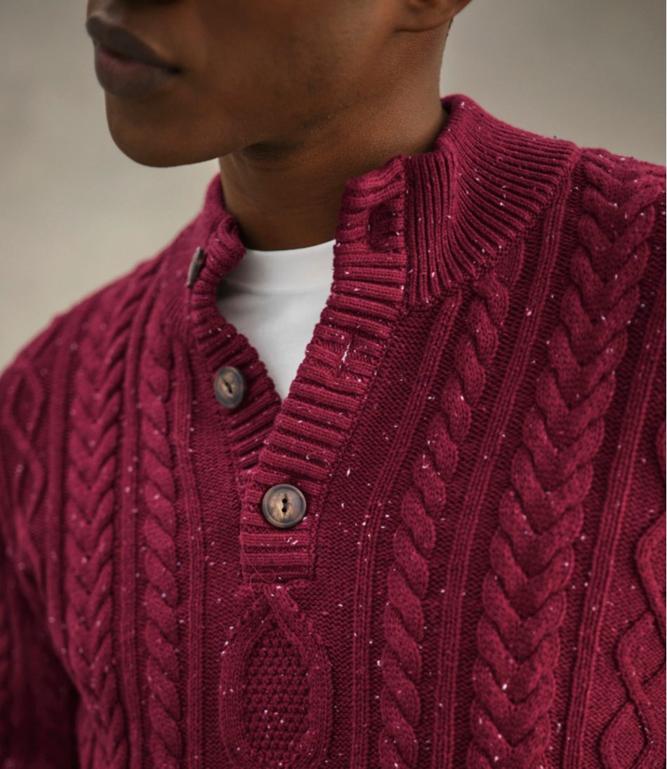Men's Bean's Heritage Soft Cotton Fisherman Sweater, Button-Mock | L.L.Bean US